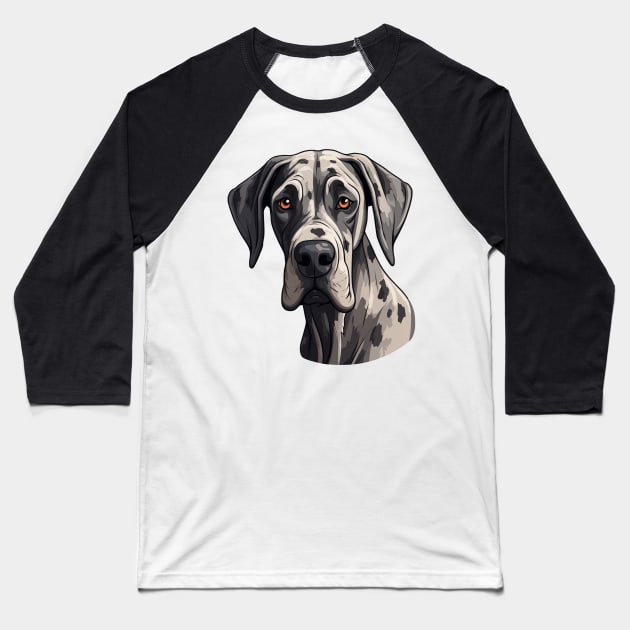 Great Dane Face Baseball T-Shirt by JunkyDotCom